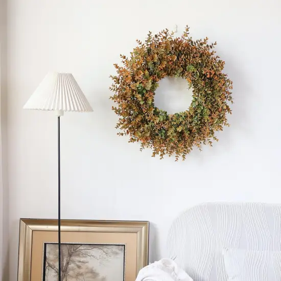 26" Fall Wreath - Eucalyptus Leaves with Orange Seeds {5}