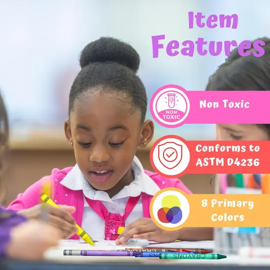 4E's Novelty 48 Boxes of 8 Packs Bulk Crayons for Kids,Non-Toxic Crayons Bulk Classpack Colors for Kids, Ideal School Supplies for Teachers & Students {5}