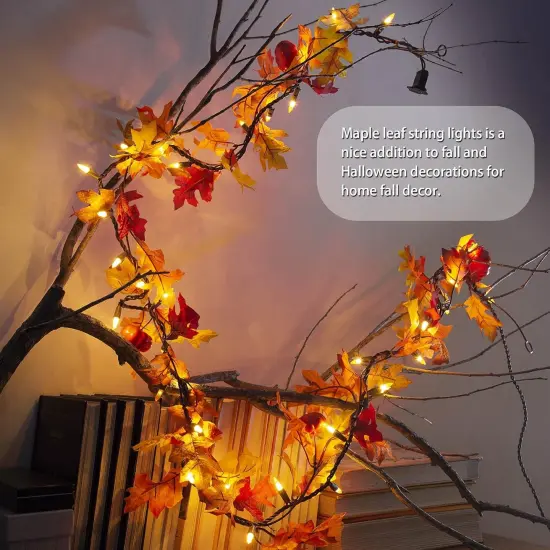 Thanksgiving Decorations Maple Leaf String Lights Plug in 120V {4}