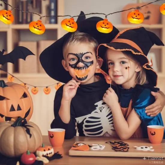 Halloween Big Pumpkin String Lights - 10ft , 20pcs Pumpkins {2}