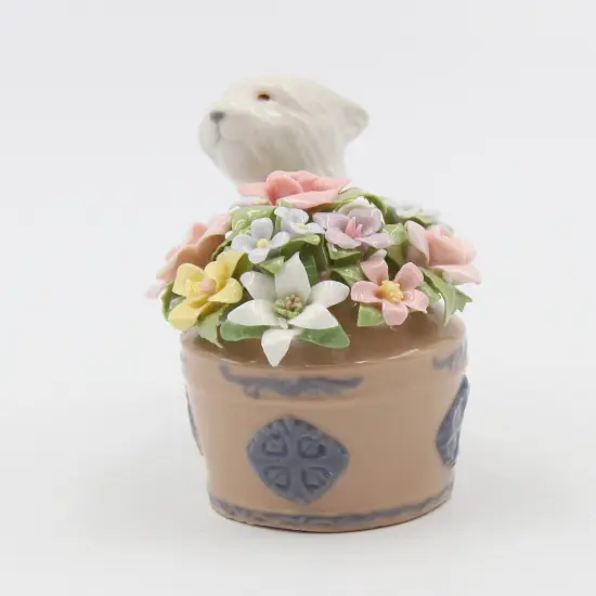 Ceramic Westie Dog By Floral Pot Small Figurine, Home D&eacute;cor, Gift for Her, Gift for Mom, Kitchen D&eacute;cor, Dog Lover Gift, Pet Loss Gift {3}