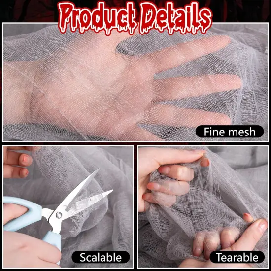 Large Size Gray Gauze Cloth Decoration - 600x36 Inch {3}