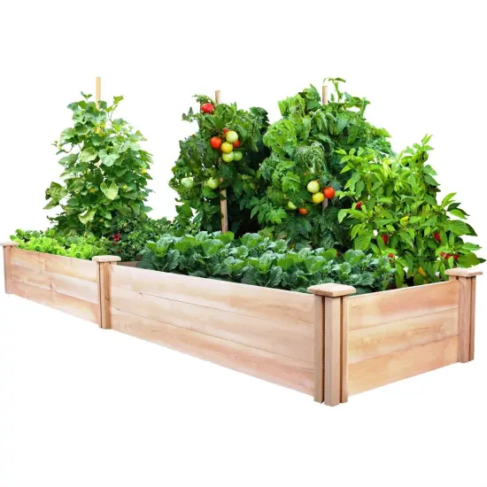 Natural Cedar Wood Raised Garden Bed 2x8 ft Tool-Free Assembly {2}