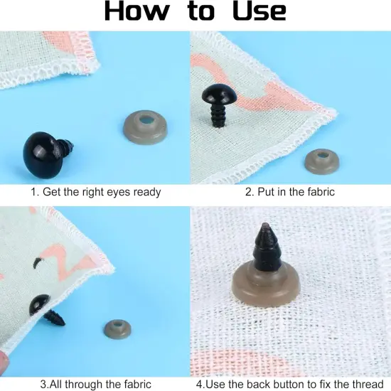 100 Pcs Black Plastic Safety Eyes with 100 Pcs Washers {3}