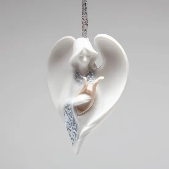 Ceramic Angel With Harp Ornament, Home Décor, Religious Décor, Religious Gift, Church Décor, Baptism Gift {3}