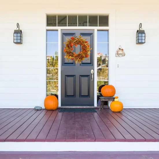Artificial Fall Wreaths for Front Door Autumn Door Wreath with Maple Leaves {5}
