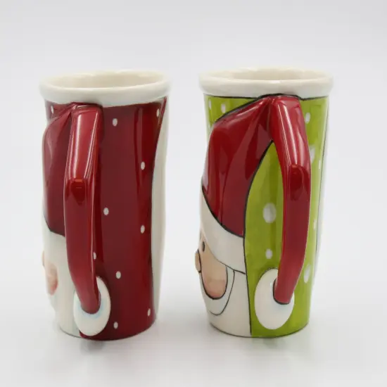 Ceramic Christmas Santa Mug (Set of 2), Home Décor, Gift for Her, Gift for Mom, Kitchen Décor, Christmas Décor {5}