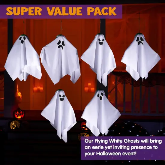 6 Pcs 19.6&rdquo; White Flying Ghost Halloween Decorations {2}