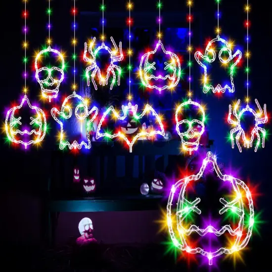 10 Pack Pumpkin Bat Spider Halloween Lights {1}