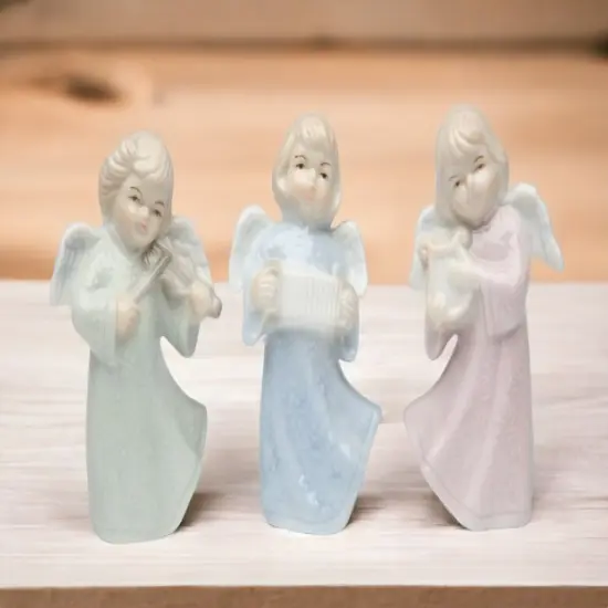 Ceramic Joyful Angels Figurines (Set Of 3), Religious D&eacute;cor, Religious Gift, Church D&eacute;cor, Church Gift, Baptism Gift {2}
