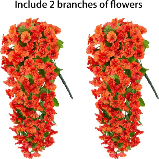 2 PCS Fake Fall Orange Morning Glory Trailing Vines {2}