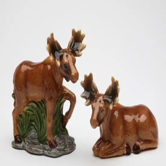 Hand Painted Ceramic Moose Couple Salt & Pepper Shakers, Home D&eacute;cor, Gift for Her, Gift for Mom, Kitchen D&eacute;cor, Cabin Decor {3}