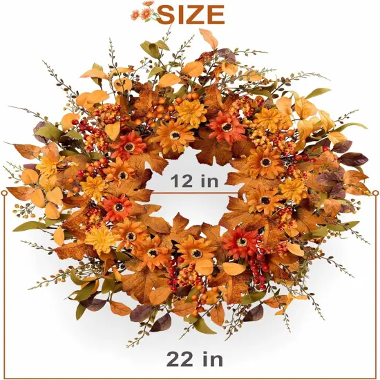 22 Inch Artificial Fall Wreath {3}