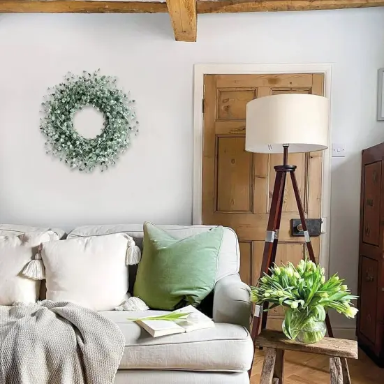24 Inch Everyday Greenery Boxwood Wreath for Front Door, Soft Touch Green Mini Leaves Wreath for Indoor and Outdoor, Romantic Green Wreath for Wedding Decor {2}