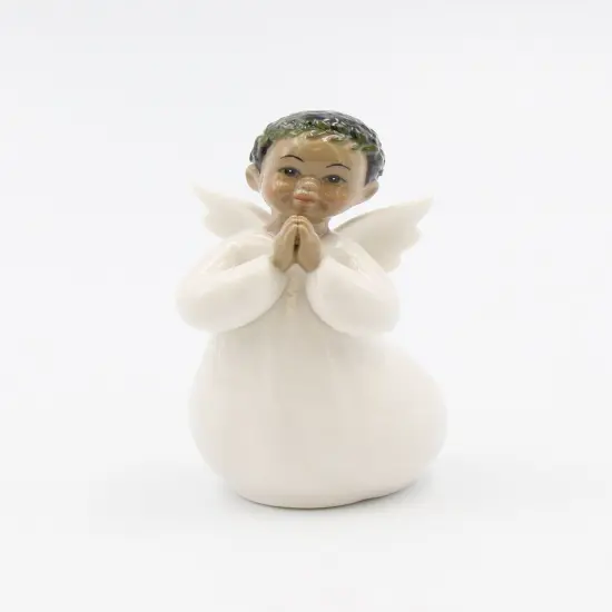 Ceramic African American Guardian Angel Boy Figurine, Home Décor, Religious Décor, Religious Gift, Church Décor, Baptism Gift {3}