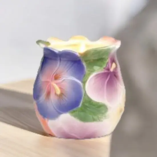 Ceramic Pansy Flower Votive Candle Holder, Home Decor, Vanity Decor, Gift for Her, Gift for Mom {1}