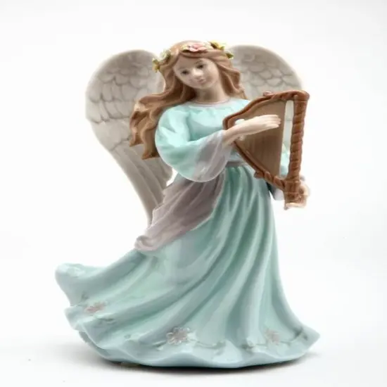Ceramic Angel Playing Harp Music Box, Home D&eacute;cor, Religious D&eacute;cor, Religious Gift, Church D&eacute;cor, Baptism Gift {3}