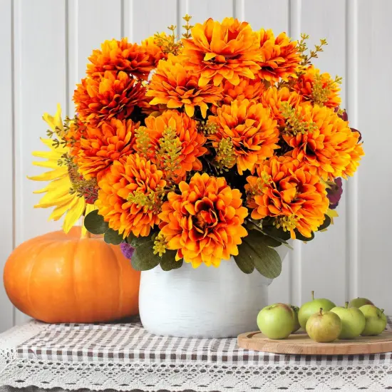 Fall Flowers Artificial Mums 2 Pcs - Fall Color {3}