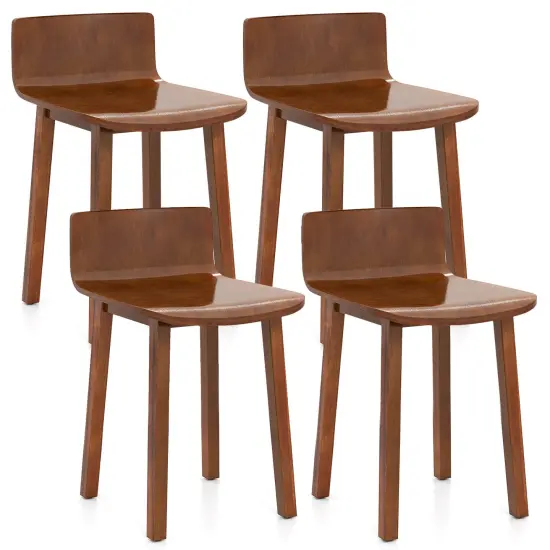 Costway Dining Chairs Set of 2/4 with Acacia Wood Legs Curved Seat & Low Back for Home {1}