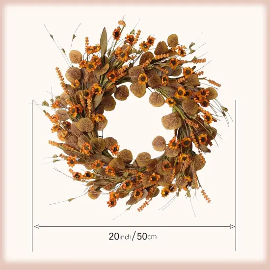 22 Inch Fall Wreath with Eucalyptus Leaves {3}