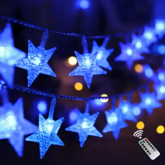 Blue Christmas Decorations Star Lights, 20 Ft 40 LED {1}