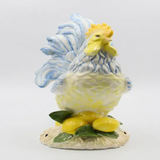 Ceramic Lemon Blue and Yellow Rooster Statue, Home D&eacute;cor, Gift for Her, Gift for Mom, Kitchen D&eacute;cor, Farmhouse D&eacute;cor, Fall Decor {4}
