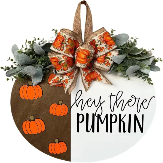 Hey There Pumpkin Welcome Hanging Sign {1}