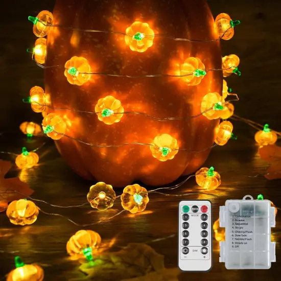 3D Fall Pumpkin String Lights - 12.8ft 40 LED (Tiny Pumpkin) {1}