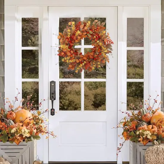 22 inch Artificial Fall Wreaths - Red Yellow {5}