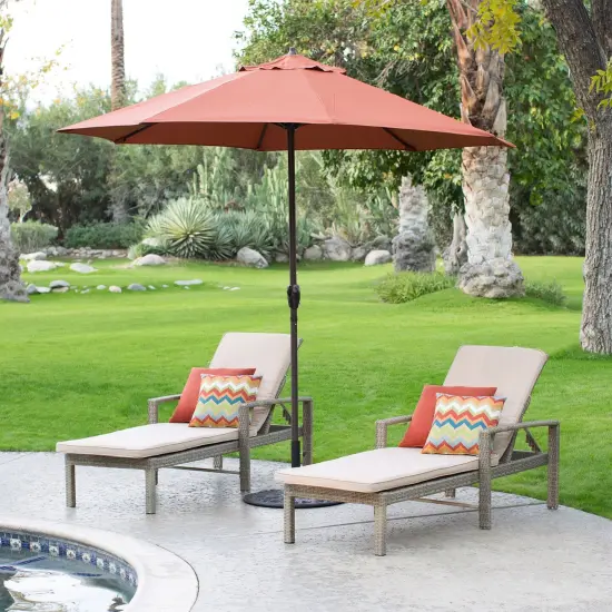 Affordable 9-Ft Auto Tilt Patio Umbrella with Aluminum Pole {1}