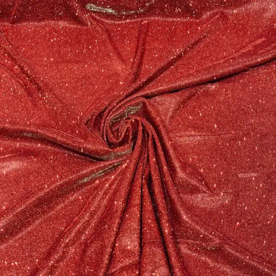 1 Yard Glitter Metallic Lame Knitted Stretch Fabric for Costumes Dancewear Apparel 57/58 Inch Wide Red {5}