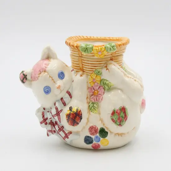 Ceramic Cat Doll Holding Up Mini Planter, Home Decor, Gift for Cat Lover, Gift for Her, Gift for Mom {2}