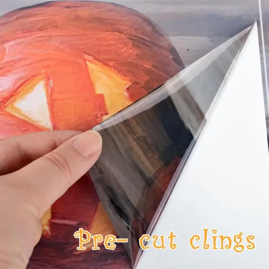 3pcs Extra Large Scary White Ghosts with Pumpkin Window Decals {3}