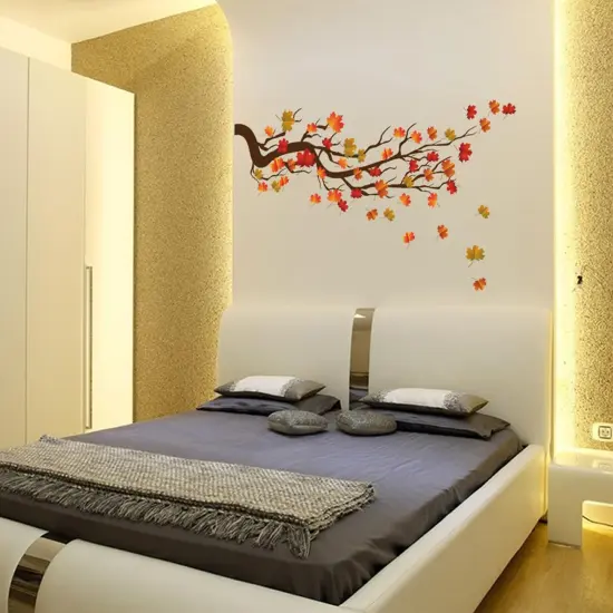 Autumn Maple Tree Wall Stickers, Chinese Style Autumn Fallen Leaves {5}