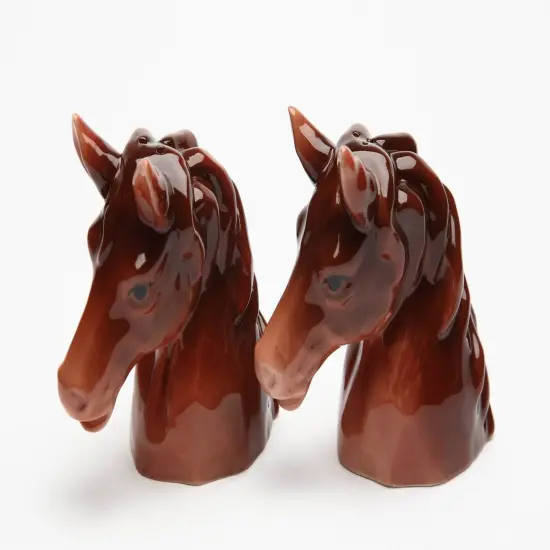 Ceramic Brown Horse Salt & Pepper Shakers, Equestrian Gift, Home Décor, Gift for Her, Gift for Mom, Kitchen Décor, Farmhouse Décor {3}