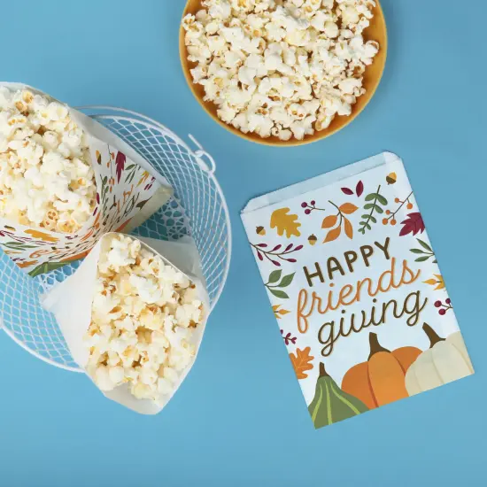 Big Dot of Happiness Fall Friends Thanksgiving Paper Treat Bags, Individual Candy Snack Favors, Greaseproof White Sandwich Cookie Bags - 25 Count {3}