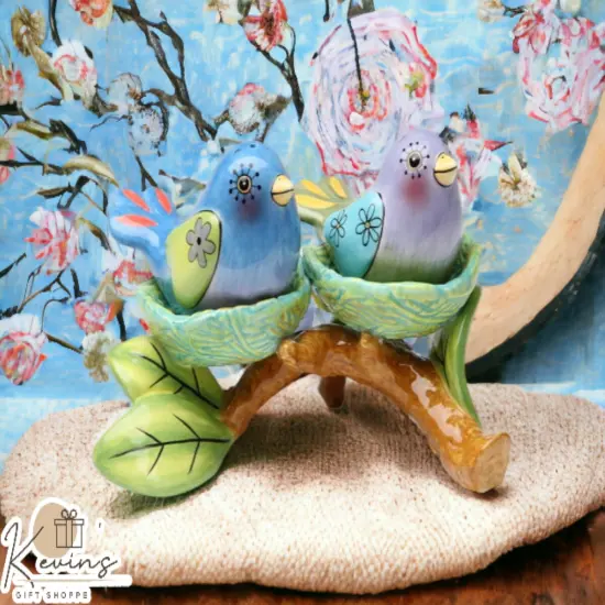 Ceramic Bird Nest Salt and Pepper Shakers and Tealight Candle Holders, Home Décor, Gift for Her, Gift for Mom, Kitchen Décor {1}