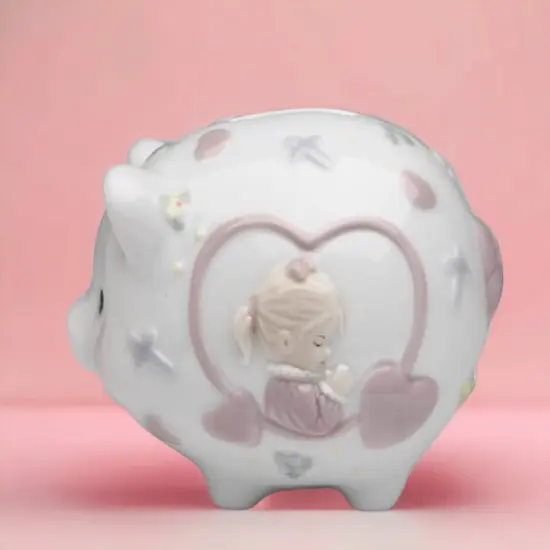 Ceramic Praying Girl Piggy Bank, Home Décor, Religious Décor, Religious Gift, Church Décor, Baptism Gift {2}