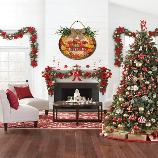 Front Door Porch Decorations Fall Apples Door Hanging Sign 12 inch {3}