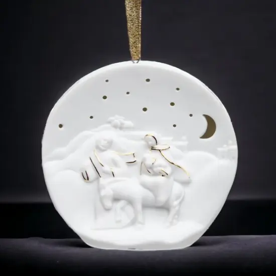 Ceramic Flight Into Egypt Christmas Tree Ornament, Home D&eacute;cor, Religious D&eacute;cor, Religious Gift, Church D&eacute;cor, Baptism Gift {1}