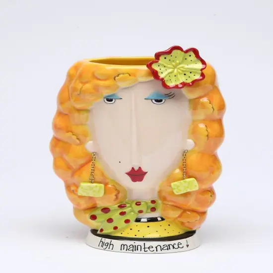 Ceramic Blonde Lady Brush or Pen Holder, Home D&eacute;cor, Gift for Her, Mom, Friend, or Coworker, Vanity D&eacute;cor {2}