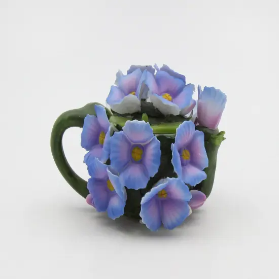 Ceramic Hydrangea Flower Teapot Figurine, Home D&eacute;cor, Gift for Her, Gift for Mom, Nature Lover Gift {3}