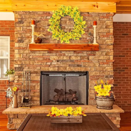 Forsythia Wreath for Front Door 18 Inch Yellow Spring Summer Artificial {5}