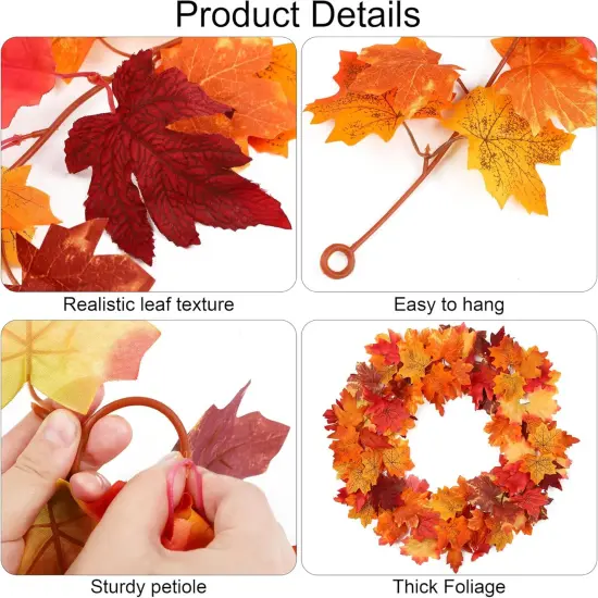 4 Pack Maple Leaves Garland 5.8ft/pc Artificial Fall Foliage {2}