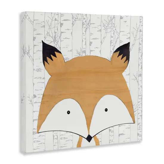 Stupell Industries Whimsical Fox on Birch Canvas Design by Kim Allen {3}