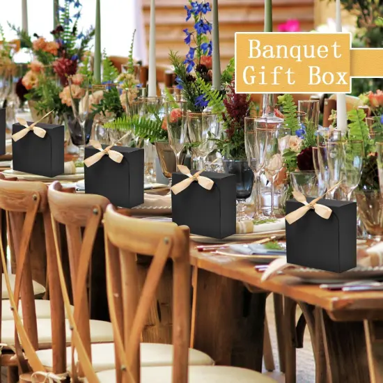 12pack Small Gift Boxes with Lids for Presents, 4.5''x4.5''x2'' Black Gift Boxes with Ribbons, Party Gift Boxes for Packaging Wedding, Present, Birthday, Holiday, Galentine's Day {4}