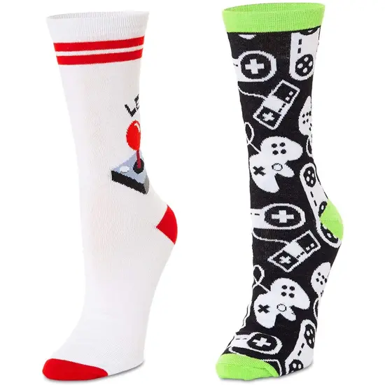 Video Game Lovers Crew Socks for Girls, Fun Gift Set (One Size, 2 Pairs) Multicolor {4}
