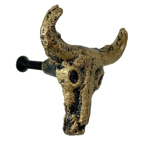 Rustic Cast Iron Western Steer Skull Drawer Pulls Home Cabinet Knobs - Set of 6 {2}