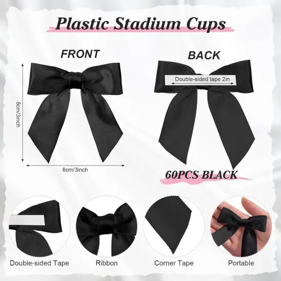 60 Pcs Satin Ribbon Bows 3 x 3 Inches Self Adhesive Satin Bows for Gift Wrapping Premade Ribbon Bows with Double Sided Tape for Crafts {2}
