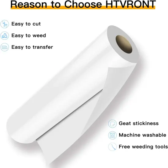 HTV Vinyl Rolls Heat Transfer Vinyl - 12" x 35ft White HTV for Shirts {3}